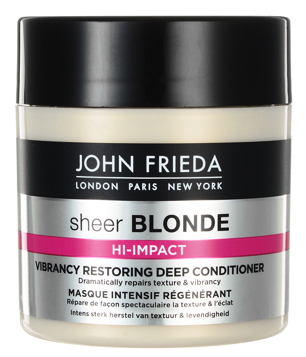 John Frieda Маска для восстановления сильно поврежденных волос Sheer Blonde Hi-Impact, 150 мл2274401_черный, молочный John Frieda Маска для восстановления сильно поврежденных волос Sheer Blonde Hi-Impact, 150 мл2274401_черный, молочныйМаска Sheer Blonde Hi-Impact от John Frieda интенсивно восстанавливает поврежденную структуру светлых волос. Это великолепный помощник в уходе за сильно ослабленными волосами. Благодаря уникальным компонентам, входящим в состав, она увлажняет кожу головы, питает и восстанавливает повреждённые после окрашивания волосы, придаёт им жизненную силу, предотвращает ломкость. При регулярном использовании локоны становятся более послушными, легче расчёсываются. Подарите своим волосам здоровый и сияющий вид. Товар сертифицирован.