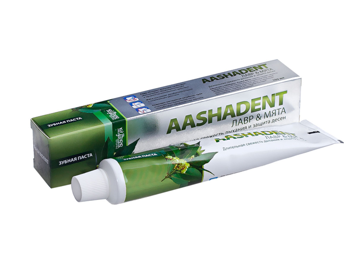 Aashadent Зубная паста Лавр и Мята, 100 мл0841028005390 Aashadent Зубная паста Лавр и Мята, 100 мл0841028005390Восстанавливает, очищает и оживляет слизистую оболочку, эффективно устраняет неприятные запахи, освежает полость рта. Подавляет рост вредных бактерий. Укрепляет и сохраняет зубную эмаль, укрепляет десны и сохраняет здоровье полости рта. Обладает охлаждающе-мятным вкусом. Рекомендуется при воспаленной ротовой полости и активным курильщикам