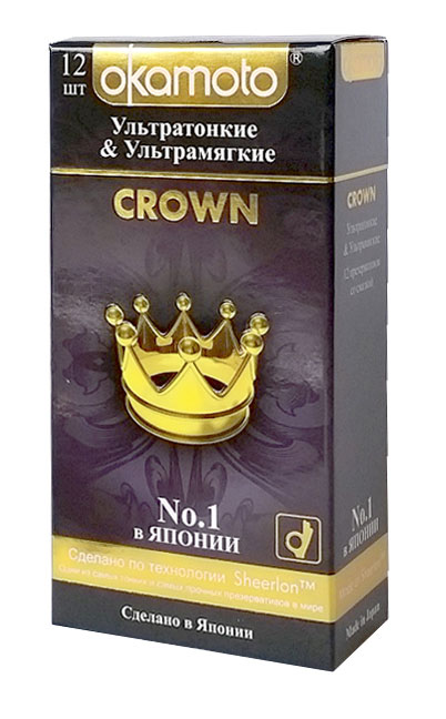 Okamоto Презервативы "Crown", ультратонкие, ультрамягкие, 12 шт Okamоto Презервативы "Crown", ультратонкие, ультрамягкие, 12 шт