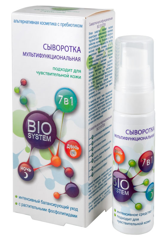 Bio System Сыворотка мультифункциональная, 30 гB106-105 Bio System Сыворотка мультифункциональная, 30 гB106-105Легкая сыворотка содержит высокую концентрацию пребиотического комплекса Yogurtene Balance (смеси сухого йогурта и пребиотика инулина). Входящие в состав йогурта белки молочной сыворотки, лактоза, молочная кислота, витамины А и В, минеральные соединения обеспечивают хорошее увлажнение и поставку питательных веществ. Компонент с мощным пребиотическим действием инулин способствует восстановлению здорового баланса микробиома кожи. Сыворотка оказывает на кожу лица комплексное восстанавливающее воздействие: входящие в состав растительные фосфолипиды усиливают барьерную функцию кожи; аллантоин, бетаин, бисаболол и витамин Е увлажняют и успокаивают даже самую чувствительную кожу. В сыворотку входит также специальный биомиметический комплекс компонентов натурального увлажняющего фактора кожи (аминокислоты, лактат натрия, пирролидонкарбоновая кислота), которые способствуют долговременному удержанию влаги в роговом слое эпидермиса. Сыворотка мультифункциональная BIO SYSTEM: -...