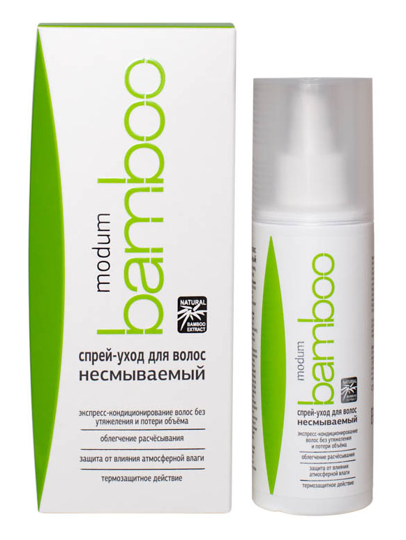 Modum Bamboo Спрей-уход для волос несмываемый, 150 млC088-304 Modum Bamboo Спрей-уход для волос несмываемый, 150 млC088-304Кондиционирующий спрей серии Modum Bamboo позволит быстро разгладить, дисциплинировать непослушные волосы, придать прическе аккуратный вид. Благодаря входящим в состав Гидролизованным протеинам пшеницы и D-пантенолу спрей активно ухаживает за волосами, наполняя и удерживая в стержне влагу, делая волосы более эластичными, предупреждая ломкость и сечение. Протеины восстанавливают поврежденные участки кутикулярного слоя, формируют на волосах защитную пленку, зрительно утолщают волос. Экстракт Бамбука выступает как природный антиоксидант, защищает волосы от агрессивных внешних воздействий. -Экспресс кондиционирование волос без утяжеления и потери объема -Облегчение расчесывания -Защита от влияния атмосферной влаги -Восстановление поврежденных участков волос -Термозащитное действие Спрей-уход может наноситься как на влажные, так и на сухие волосы. При нанесении на сухие волосы он не утяжеляет, не склеивает волосы, сохраняет объем прически, облегчает расчесывание,...