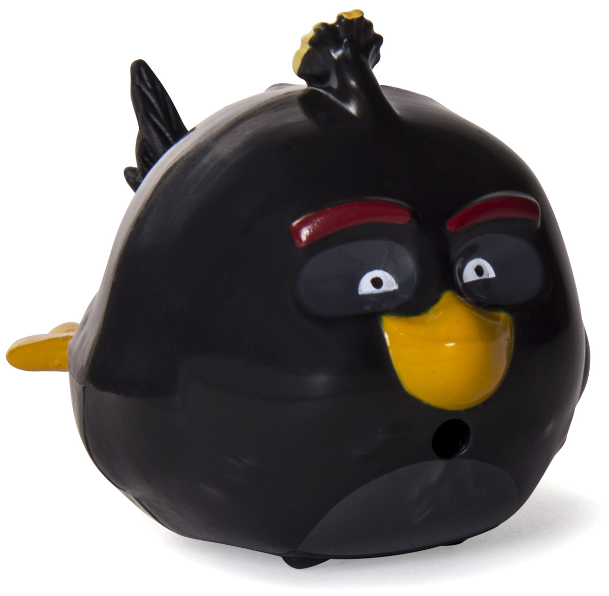 Angry Birds Машинка Bomb90500_Bomb Angry Birds Машинка Bomb90500_BombМашинка Angry Birds Bomb выполнена в виде главного героя популярнейшей компьютерной игры Angry Birds. Бомб - это черная взрывоопасная птичка. Он взрывается, как только начинает на кого-нибудь или что-нибудь злиться. Он очень страдает из-за этого и всеми способами старается избавится от своей особенности. У игрушки на животе 4 маленьких колеса - ее можно катать как машинку и сбивать поросят. Машинка имеет высокую детализацию и насыщенные краски. Соберите всю коллекцию смешных персонажей Angry Birds! Соберите всю коллекцию смешных персонажей Angry Birds!