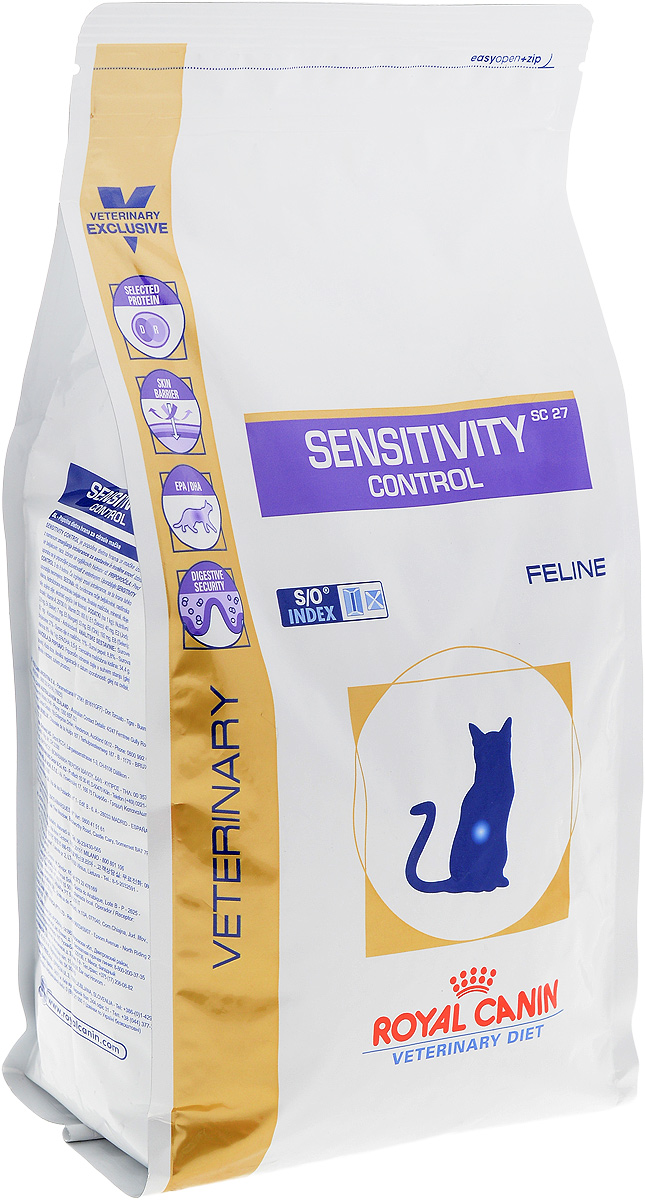 Корм сухой диетический Royal Canin Sensitiviti Control SC 27 для кошек, при пищевой непереносимости, с уткой, 1,5 кг28554 Корм сухой диетический Royal Canin Sensitiviti Control SC 27 для кошек, при пищевой непереносимости, с уткой, 1,5 кг28554Сухой диетический корм Royal Canin Sensitiviti Control SC 27 предназначен для кошек при следующих показаниях: Аллергия алиментарной природы, проявляющаяся нарушениями со стороны кожного покрова или пищеварительного тракта. Пищевая непереносимость. Диарея у взрослых кошек. Противопоказания не имеются. Длительность курса применения: Если предполагается аллергия алиментарной природы или непереносимость корма, гипоаллергенное питание назначается для применения на протяжении всей жизни животного. На данный корм можно переводить кошку сразу, без постепенного перехода. Подходит для кормления как взрослых кошек, так и котят (обязательный контроль темпов роста). Утка и рис являются единственными источниками белка и углеводов в данной диете. Сочетание никотинамида, инозитола, холина, гистидина и пантотеновой кислоты помогает уменьшить сухость кожи и укрепляет барьерные механизмы кожи. Длинноцепочечные жирные...