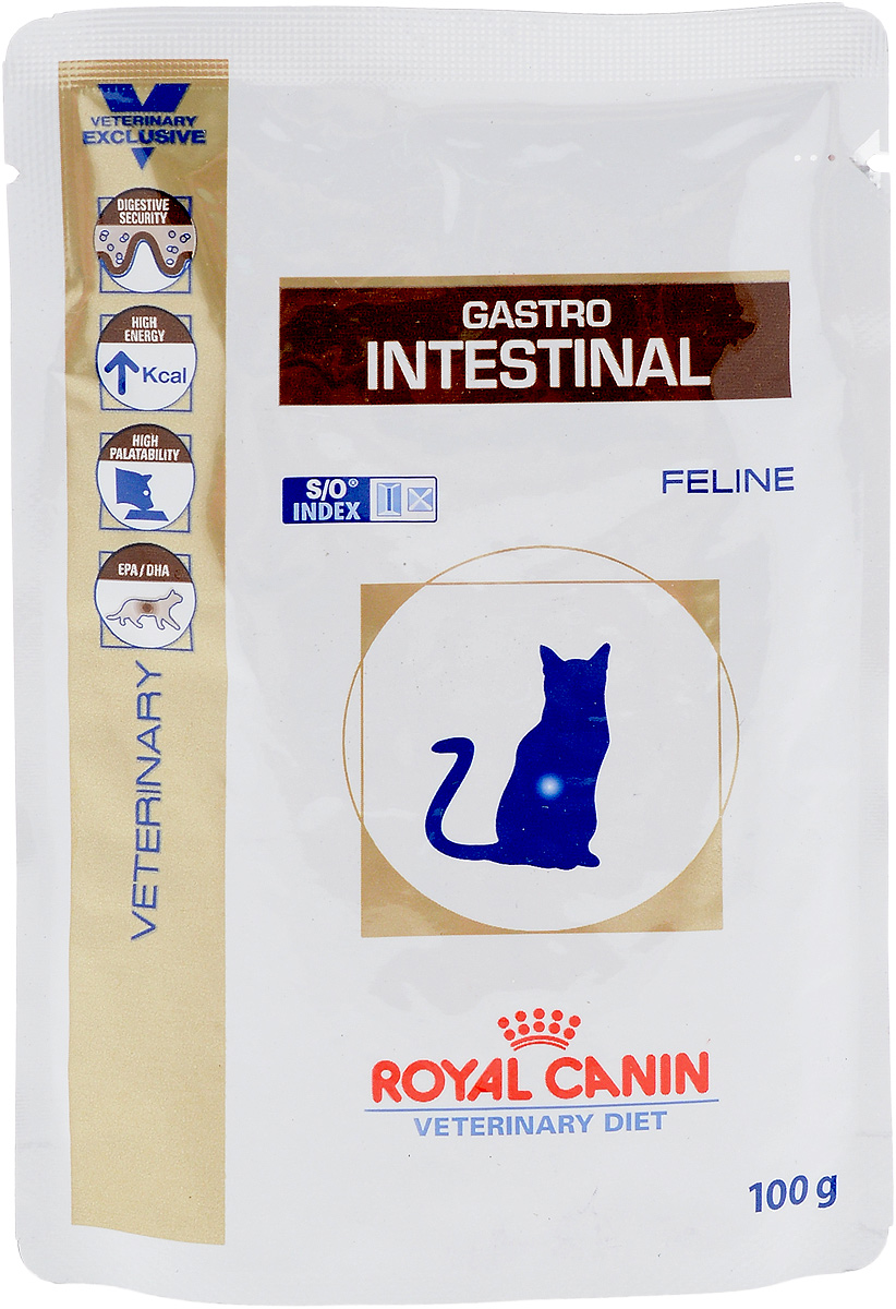 Консервы диетические Royal Canin Gastro Intestinal для кошек, при нарушениях пищеварения, 100 г22274 Консервы диетические Royal Canin Gastro Intestinal для кошек, при нарушениях пищеварения, 100 г22274Royal Canin Gastro Intestinal. Moderate Calorie - это полнорационные диетические консервы для кошек с пониженным содержанием жира, рекомендуемый при острых расстройствах пищеварения. Показания к применению: - острая и хроническая диарея; - плохая переваримость и абсорбция питательных веществ; - пролиферация бактерий в тонком кишечнике; - Хроническое воспаление кишечника; - колит; - Заболевания печени (кроме печеночной энцефалопатии); - Панкреатит; - Экссудативная энтеропатия; - гастрит. Длительность курса применения. Для усиления регенераторной способности ворсинчатого эпителия стенки кишечника при остром воспалительном процессе рекомендуется диетотерапия с минимальным сроком три недели. При хронических заболеваниях может потребоваться назначение диетического корма на протяжении всей жизни животного. Для оптимальной работы пищеварительной системы необходимо соблюдение суточного рациона и...