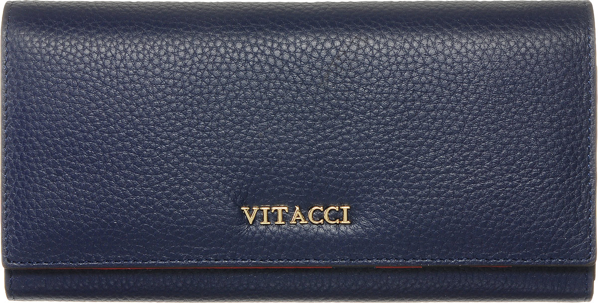 Кошелек женский Vitacci, цвет: темно-синий. HS010HS010 Кошелек женский Vitacci, цвет: темно-синий. HS010HS010Кошелек Vitacci выполнен из высококачественной натуральной кожи. Кошелек закрывается на большой клапан с кнопкой. Внутри кошелька имеется отделение для мелочи на молнии, три отделения для купюр, один открытый карман, девять отделений под визитки или карточки. Спереди имеется карман для мелочи или купюр, который закрывается на замок-фермуар. Классический дизайн и стильный декор в сочетании с удобством и вместительностью делают этот аксессуар незаменимым.