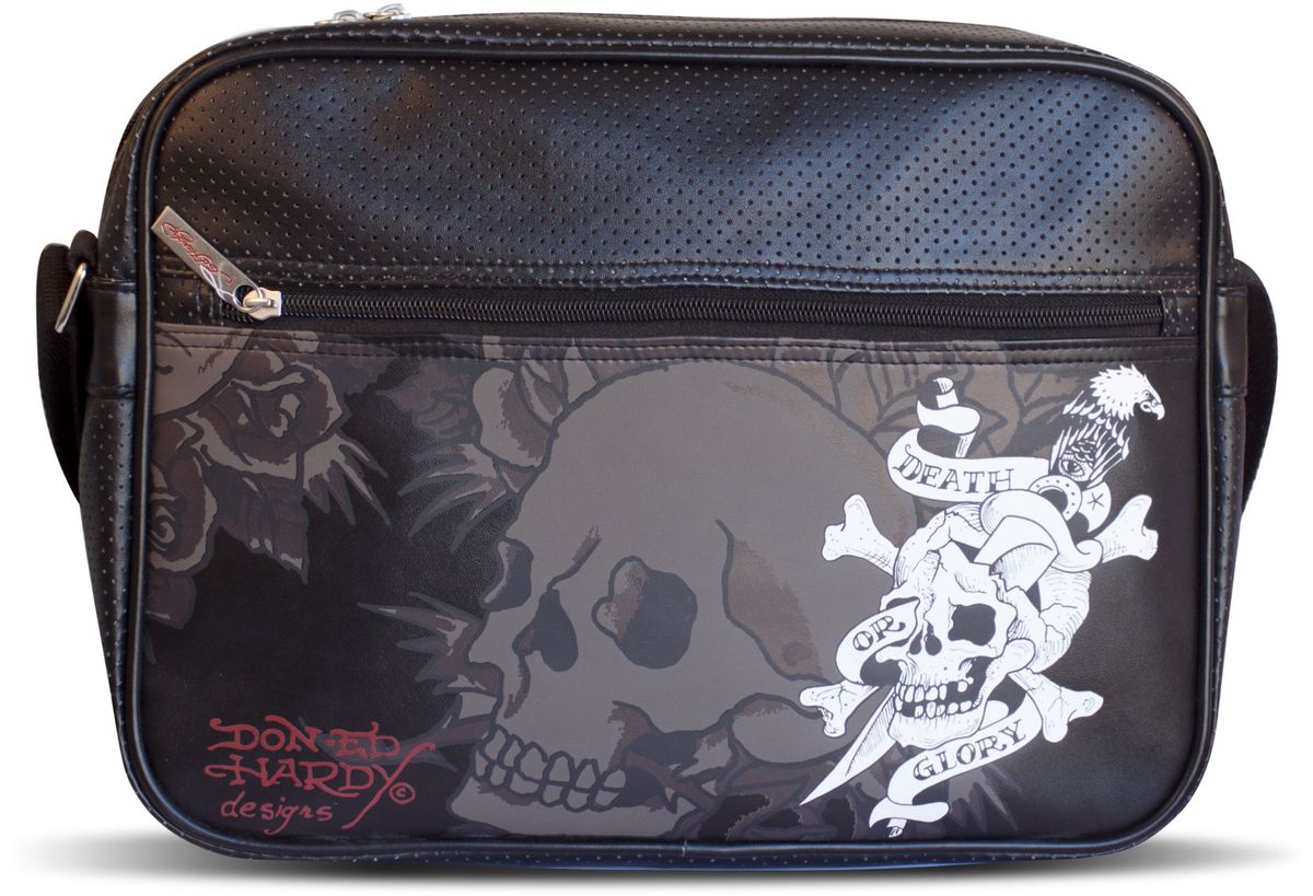 Ed Hardy Сумка наплечная29190 Ed Hardy Сумка наплечная29190Сумка наплечная ТМ «Ed Hardy» имеет одно вместительное внутреннее отделение, 1 маленький внутренний карман, 1 большой лицевой карман, регулируемую лямку с мягкой прокладкой. Снаружи изделие выполнено из искусственной кожи. Подкладка – полиэстер. Аксессуар декорирован стильным принтом с виде черепов (шелкография).