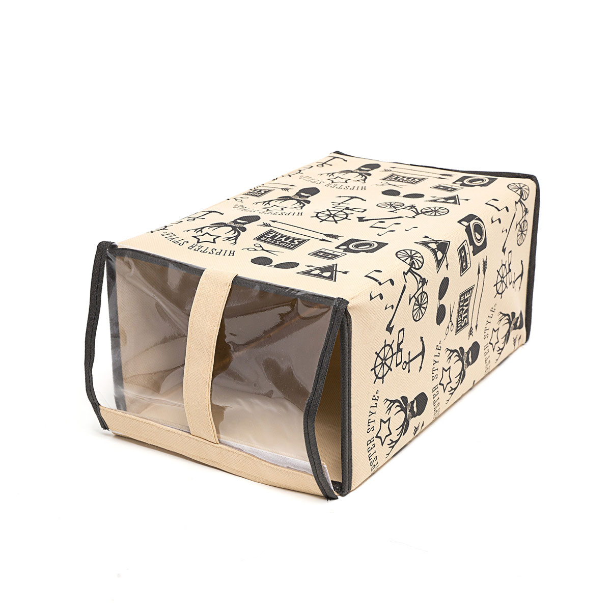 Кофр для хранения обуви Homsu Hipster Style, 33 х 22 х 16 смHOM-118 Кофр для хранения обуви Homsu Hipster Style, 33 х 22 х 16 смHOM-118Кофр Homsu Hipster Style изготовлен из высококачественного нетканого материала с фирменным орнаментом, который позволяет сохранять естественную вентиляцию, а воздуху свободно проникать внутрь, не пропуская пыль. Благодаря специальной картонной вставке, кофр прекрасно держит форму, а эстетичный дизайн гармонично смотрится в любом интерьере. Изделие идеально подходит для хранения обуви. Мобильность конструкции обеспечивает складывание и раскладывание одним движением. Кофр Homsu Hipster Style - это новый взгляд на систему хранения - теперь хранить вещи не только удобно, но и красиво. Прозрачная вставка из ПВХ позволяет видеть содержимое. Размер кофра: 33 х 16 х 22 см.