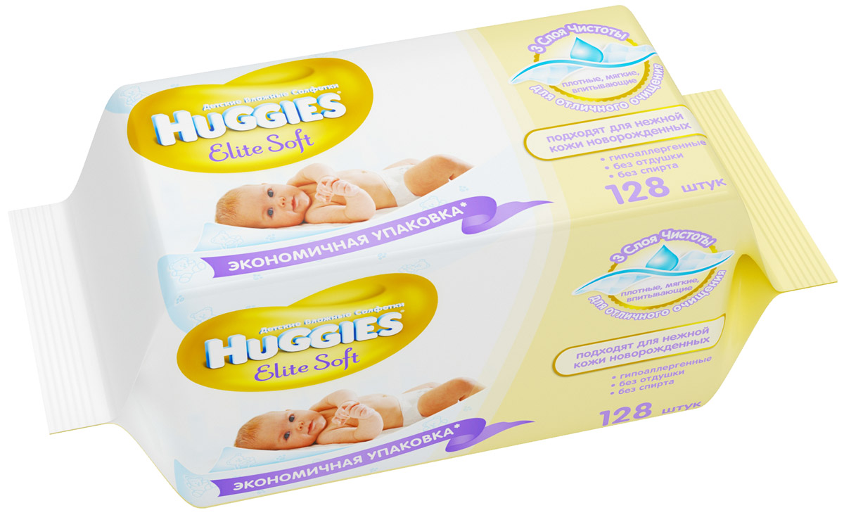 Huggies Влажные салфетки для детей Ultra Elite Soft 128 шт