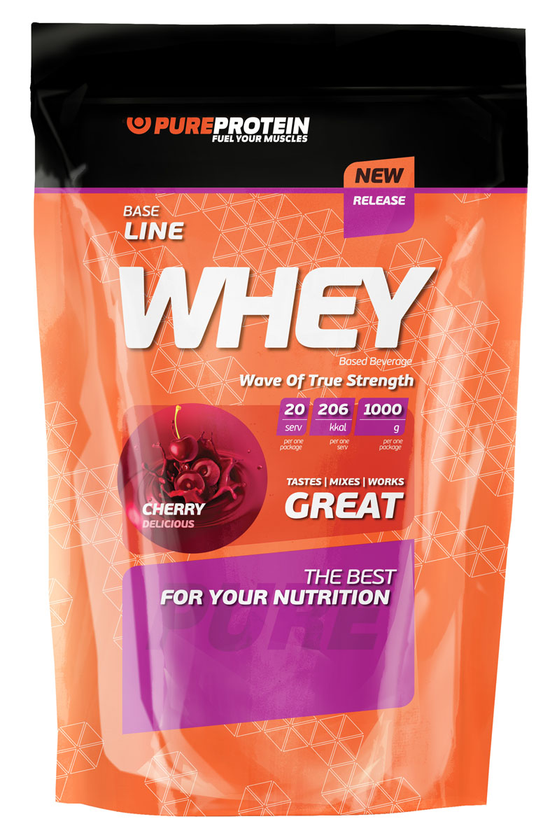 Протеин сывороточный PureProtein Whey, вишневое наслаждение, 1000 г3610179 Протеин сывороточный PureProtein Whey, вишневое наслаждение, 1000 г3610179Белки молочной сыворотки имеют наивысшую скорость усвоения среди животных белков. Концентрация аминокислот в крови резко возрастает уже в течение первого часа после приема. При этом они не влияют на кислотообразующую функцию желудка, что исключает нарушение его работы. Усваиваемость белков молочной сыворотки исключительно высока. Аминокислотный состав сывороточных белков наиболее близок к аминокислотному составу мышечной ткани человека, а по содержанию незаменимых аминокислот и аминокислот с разветвленной цепью (ВСАА) - валина, лейцина и изолейцина, они превосходят все остальные белки животного и растительного происхождения. Кроме того, часть белков молочной сыворотки находится в виде аминокислот, которые являются стимуляторами пищеварения и участвуют в синтезе большинства жизненно важных ферментов и гормонов. Также белки молочной сыворотки заметно снижают уровень холестерина в крови. Ингредиенты: концентрат сывороточного белка, фруктоза, соевый лецитин (эмульгатор),...