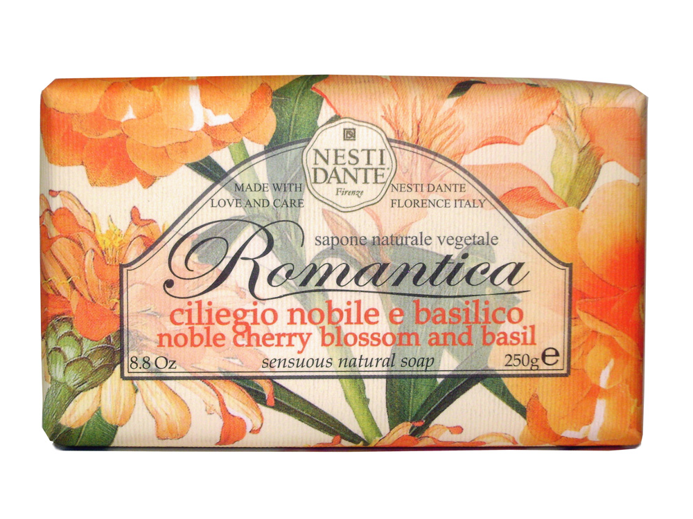 Мыло Nesti Dante Romantica. Вишневый цвет и базилик, 250 г1309106 Мыло Nesti Dante Romantica. Вишневый цвет и базилик, 250 г1309106Натуральное мыло премиум-класса Nesti Dante Romantica. Вишневый цвет и базилик - два букета, бережно отобранные самые романтичные и эмоциональные ароматы, самые незабываемые моменты нашей жизни в магии цветов провинции Тоскана. Вишневые лепестки и пряно-сладкий свежий аромат базилика напомнят благоухание цветущего весеннего сада. Изысканная флорентийская бумага, в которую завернуто мыло, расписана акварелью, на каждом кусочке мыла выгравирована надпись With Love And Care (С любовю и заботой).