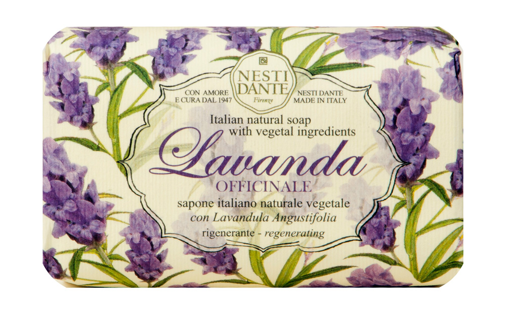 Nesti Dante Мыло Lavanda. Лаванда узколистная, 150 г1796106 Nesti Dante Мыло Lavanda. Лаванда узколистная, 150 г1796106Великолепное растительное мыло премиум-класса Nesti Dante Lavanda. Лаванда узколистная изготовлено по старинным рецептам и по традиционной котловой технологии, в составе мыла только натуральные оливковое и пальмовое масло высочайшего качества, для ароматизации использованы органические эфирные масла. Ежедневный ритуал красоты, любви и заботы не только для тела, но и для души. Натуральное мыло “Лаванда узколистная” с экстрактом лаванды обладает приятным и стимулирующим ароматом с тонизирующим, освежающим и успокаивающим свойствами. Изысканная флорентийская бумага, в которую завернуто мыло, расписана акварелью, на каждом кусочке мыла выгравирована надпись With Love And Care (С любовью и заботой). Товар сертифицирован.