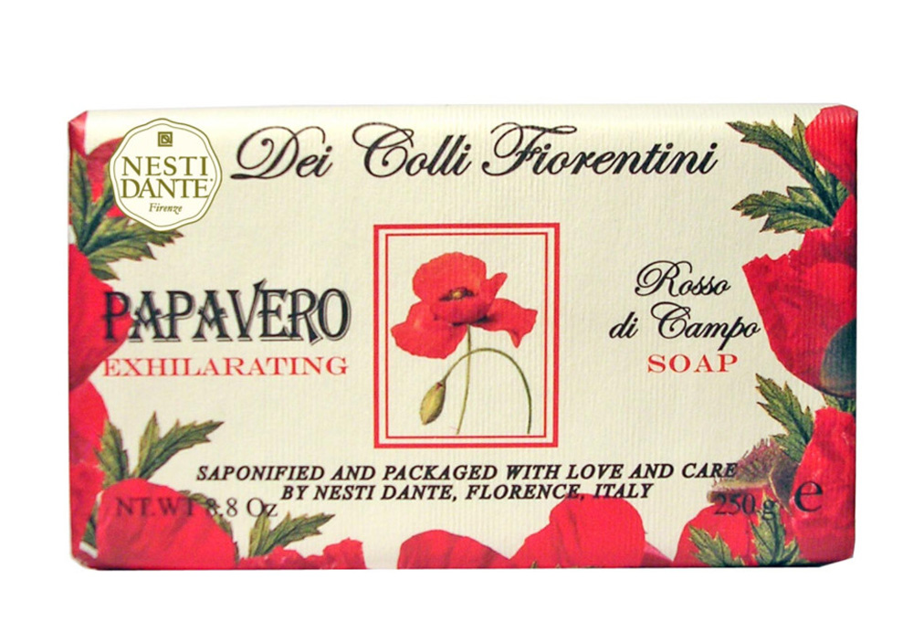 Nesti Dante Мыло Dei Colli Fiorentini. Мак, 250 г1752106 Nesti Dante Мыло Dei Colli Fiorentini. Мак, 250 г1752106Великолепное растительное мыло премиум-класса Nesti Dante Dei Colli Fiorentini. Мак изготовлено по старинным рецептам и по традиционной котловой технологии, в составе мыла только натуральные оливковое и пальмовое масло высочайшего качества, для ароматизации использованы органические эфирные масла. Ежедневный ритуал красоты, любви и заботы не только для тела, но и для души. Мыло Dei Colli Fiorentini. Мак - путешествие в мир ароматов сквозь цветущие флорентийские холмы - для хорошего самочувствия и бодрости духа, возбуждающий аромат. Изысканная флорентийская бумага, в которую завернуто мыло, расписана акварелью, на каждом кусочке мыла выгравирована надпись With Love And Care (С любовью и заботой). Товар сертифицирован.