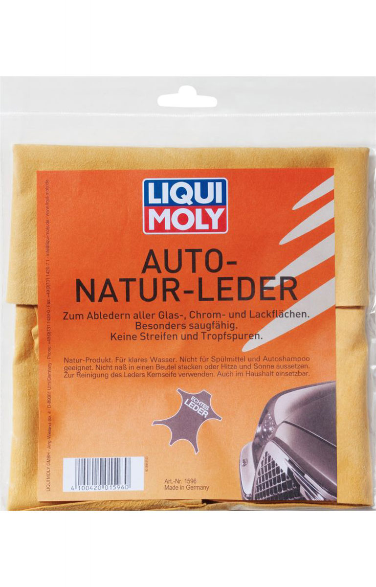 Салфетка Liqui Moly Auto-Natur-Leder, впитывающая1596 Салфетка Liqui Moly Auto-Natur-Leder, впитывающая1596Салфетка Liqui Moly Auto-Natur-Leder выполнена из очень мягкой дубленой кожи. Чрезвычайно гигроскопична. Применение такой салфетки позволяет максимально эффективно и качественно произвести работы по полировке деталей автомобилей, мотоциклов и других транспортных средств.