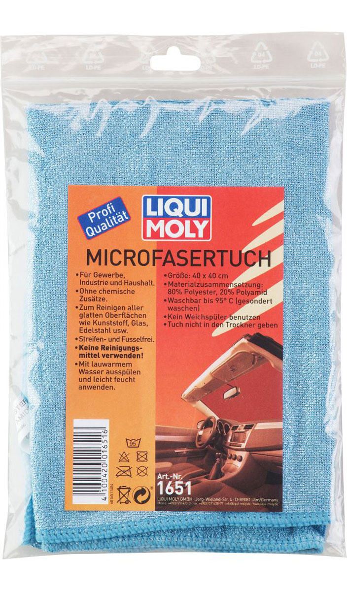Салфетка Liqui Moly Microfasertuch, универсальная1651 Салфетка Liqui Moly Microfasertuch, универсальная1651Ткань на основе полиамидных и полиэстеровых волокон для удаления загрязнений почти на любых поверхностях без разводов и ворсинок.