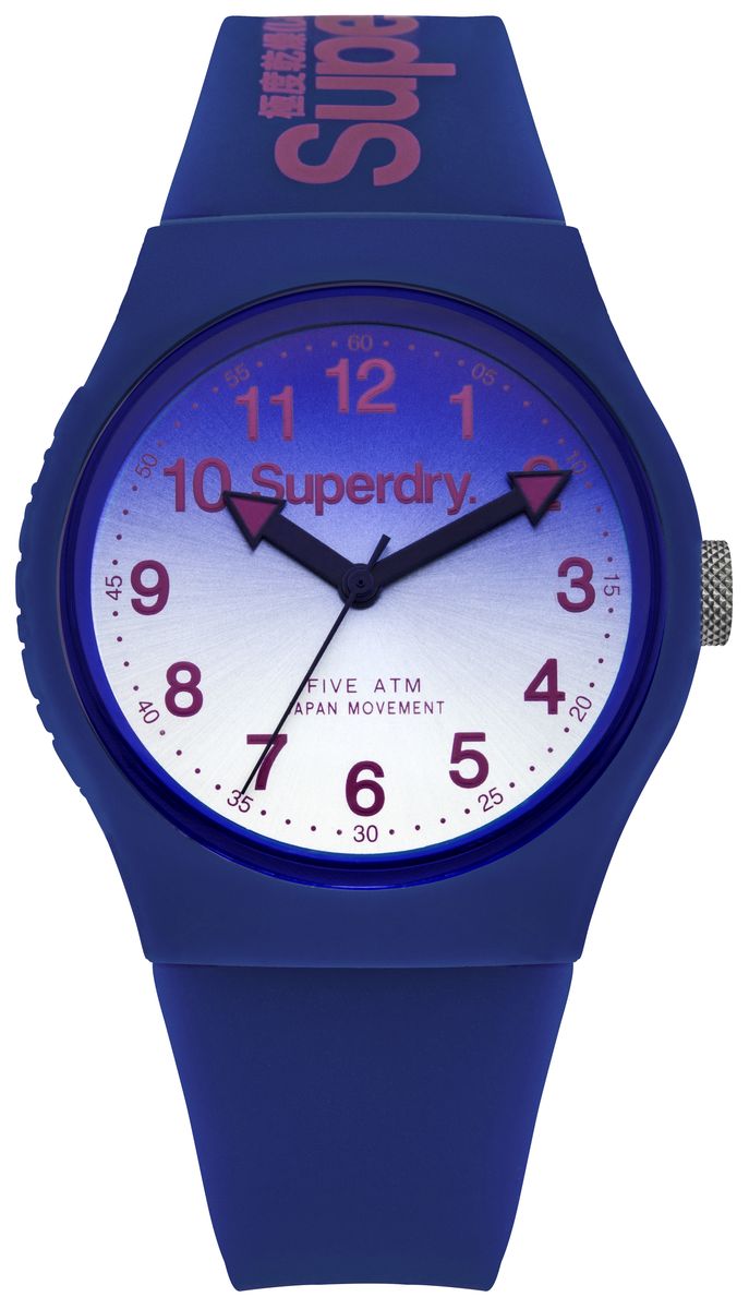 Наручные часы Superdry Urban, цвет: синий. SYG198UUSYG198UU Наручные часы Superdry Urban, цвет: синий. SYG198UUSYG198UUТрехстрелочный механизм PC21J, размер корпуса 38 mm, хезалитовое стекло, Оранжево-синий циферблат, нет камней, темно-синий силиконовый ремень, водозащита 5 ATM