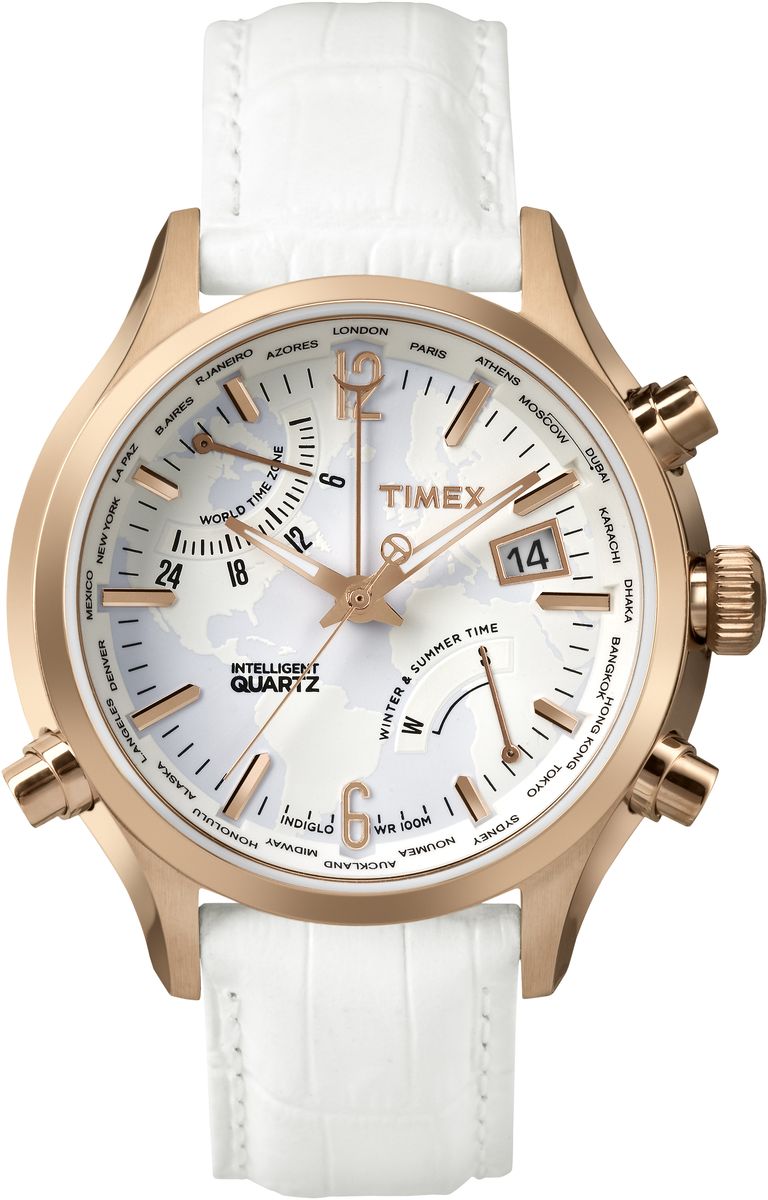 Наручные часы женские Timex IQ, цвет: белый. TW2P87800TW2P87800 Наручные часы женские Timex IQ, цвет: белый. TW2P87800TW2P87800Механизм IQ World Time время в 24 городах мира, индикатор сезона,Подсветка Indiglo,Дата,Корпус и браслет из нержавеющей стали,Ремешок из натуральной кожи,Водозащита10АТM,Ширина корпуса 44 мм, Ширина ремешка 20мм
