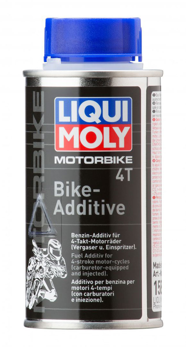 Присадка Liqui Moly Racing 4T-Bike-Additiv, для очистки топливной системы 4-тактных двигателей, 125 мл1581 Присадка Liqui Moly Racing 4T-Bike-Additiv, для очистки топливной системы 4-тактных двигателей, 125 мл1581Присадка Liqui Moly Racing 4T-Bike-Additiv добавляется в бензин, удаляет нагары и отложения из карбюраторов и систем впрыска топлива, поддерживает в чистоте впускные каналы, камеры сгорания, свечи. Особенности: Очищает и защищает топливную систему 4-хактной мотоциклетной техники. Устраняет нагары в камерах сгорания и на свечах. Поддерживает параметры двигателя на уровне заявленных изготовителем. Защищает топливо от старения и окисления. Защищает от коррозии. Снижает расход топлива. Товар сертифицирован.