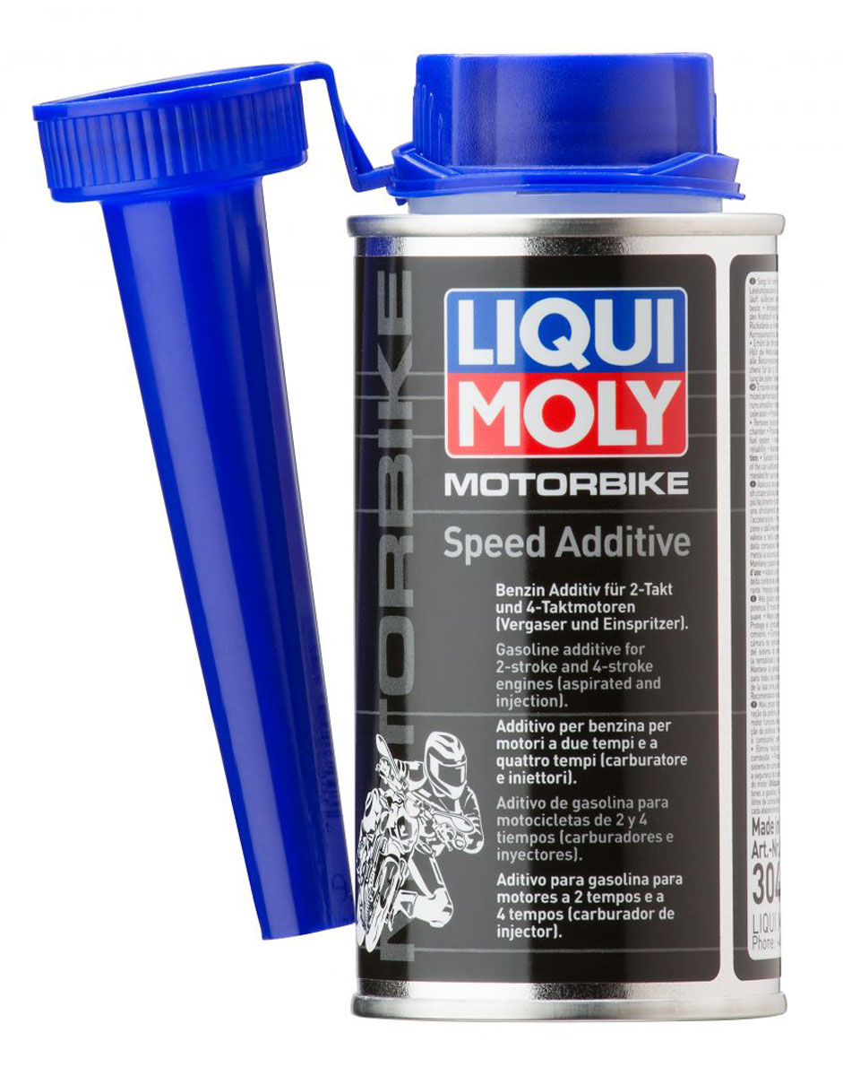 Присадка Liqui Moly Motorbike Speed Additive, ускоряющая, 150 мл3040 Присадка Liqui Moly Motorbike Speed Additive, ускоряющая, 150 мл3040Присадка Liqui Moly Motorbike Speed Additive добавляется в бензин, модифицирует процесс сгорания топлива, делает сгорание более полным при режимах частичной нагрузки, что улучшает разгонную динамику мотоциклов. Особенности: Прирост производительности двигателя Улучшает сгорание топлива и разгон мотоцикла. Защищает топливо от старения и окисления. Удаляет отложения в топливной системе и в камерах сгорания. Защищает от коррозии. Позволяет начать сезонную эксплуатацию техники на бензине, залитом при постановке на консервацию. База: комбинация присадок в жидкости-носителе. Товар сертифицирован.