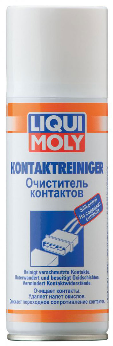 Очиститель контактов Liqui Moly Kontaktreiniger, 0,2 л7510 Очиститель контактов Liqui Moly Kontaktreiniger, 0,2 л7510Liqui Moly Kontaktreiniger применяется для очистки контактов разъемов электрооборудования. Легко и быстро очищает контакты от окислов металлов и различных загрязнений, снижая сопротивление в контакте и соответствующие потери мощности электрооборудования. Средство не содержит силикона. База: комбинация растворителей/специальные добавки. Товар сертифицирован.
