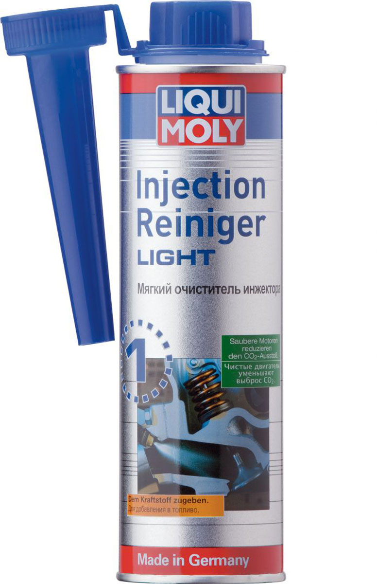 Очиститель инжектора Liqui Moly Injection Clean Light, мягкий, 300 мл7529 Очиститель инжектора Liqui Moly Injection Clean Light, мягкий, 300 мл7529Liqui Moly Injection Clean Light - это средство для очистки топливной системы при первоначальных симптомах появления загрязнения топливной системы: нестабильных оборотах, небольшой потере тяги, появившихся проблемах с пуском двигателя. Очищает от нагара, смол и отложений различного характера. Сокращает выбросы вредных веществ, и расход бензина. Подходит для любых систем впрыска топлива. Особенности: Удаляет нагары и отложения в системе подготовки рабочей смеси, на впускных клапанах, дозаторах, форсунках и прочих конструктивных элементах устройств топливоподачи. Эффективно в любых системах подачи топлива. Гарантирует оптимальный прием и низкий расход топлива за счет точной дозировки. Снижает концентрацию вредных веществ в выхлопных газах. Сокращает выпуск CO2. Для моторов с каталитическими нейтрализаторами. Товар сертифицирован.