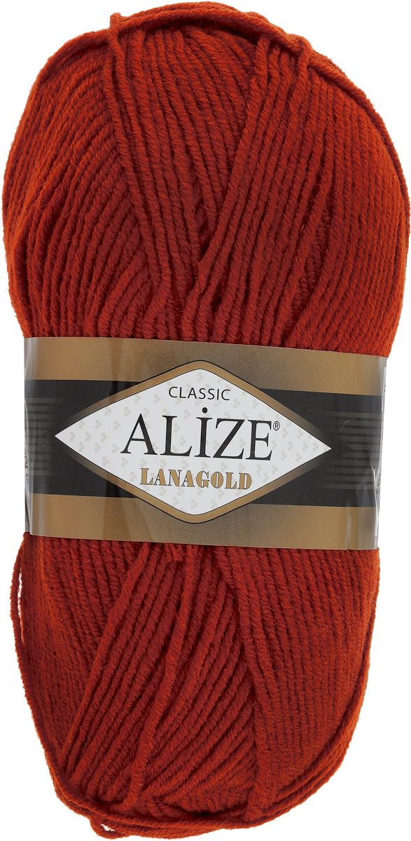 Пряжа для вязания Alize Lanagold, цвет: терракотовый (641), 240 м, 100 г, 5 шт364095_641 Пряжа для вязания Alize Lanagold, цвет: терракотовый (641), 240 м, 100 г, 5 шт364095_641Alize Lanagold - это полушерстяная пряжа для ручного вязания. Нить плотно скручена, гибкая, послушная, не пушится, не электризуется, аккуратно ложится в петли и не деформируется после распускания. Стойкое равномерное окрашивание обеспечивает широкую палитру оттенков. Соотношение шерсти и акрила - формула практичности. Высокие тепловые характеристики сочетаются с эстетикой, носкостью и простотой ухода за вещью. Классическая пряжа для зимнего сезона, может использоваться для детской и взрослой одежды. Alize Lanagold - универсальная пряжа, которая будет хорошо смотреться в узорах любой сложности. Рекомендуемый размер спиц: № 4-6 мм. Состав: 49% шерсть, 51% акрил.