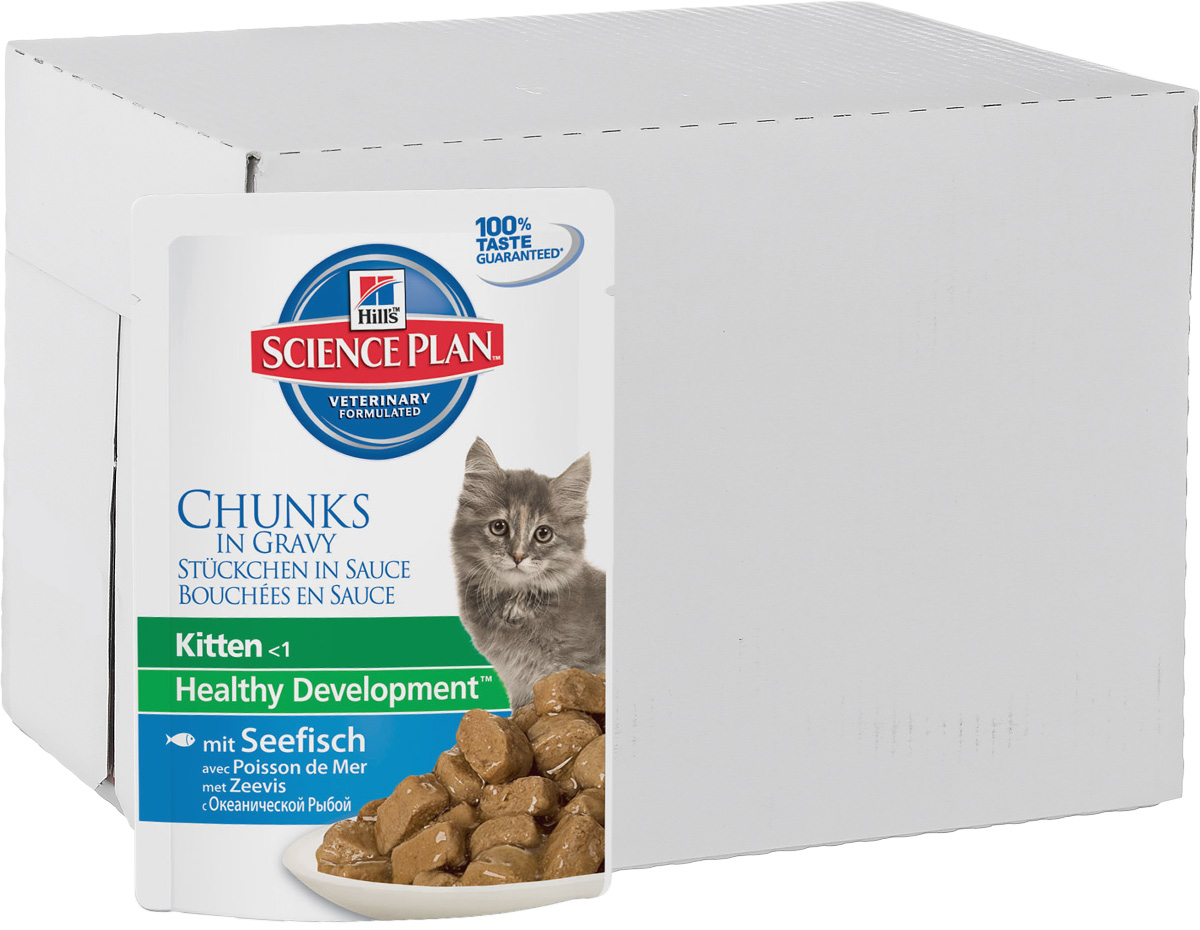 Консервы для котят Hills Healthy Development, с океанической рыбой, 85 г, 12 шт2113_12 Консервы для котят Hills Healthy Development, с океанической рыбой, 85 г, 12 шт2113_12Консервы для котят Hills Healthy Development - это полноценное, точно сбалансированное питание, приготовленное из ингредиентов высокого качества, без добавления красителей и консервантов. Каждый рацион Science Plan содержит эксклюзивный комплекс антиоксидантов с клинически подтвержденным эффектом для поддержки иммунной системы вашего питомца. Рекомендуется: - котятам после отъема от матери до 1 года, - беременным и кормящим кошкам. Во второй половине периода лактации котят можно начать кормить тем же рационом Hills Science Plan Kitten Healthy Development (Гармоничное развитие), которым кормят их мать - это облегчит процесс отъема от матери. Стерилизованных кошек старше 6 месяцев следует перевести на рацион Science Plan Sterilised Cat Young Adult. Не рекомендуется для длительного кормления взрослых кошек (кроме животных с повышенной потребностью в энергии). Ключевые преимущества: - Рационы Hills Science Plan Kitten Healthy...