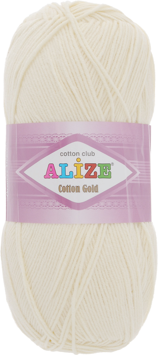 Пряжа для вязания Alize Cotton Gold, цвет: кремовый (01), 330 м, 100 г, 5 шт697548_01 Пряжа для вязания Alize Cotton Gold, цвет: кремовый (01), 330 м, 100 г, 5 шт697548_01Пряжа для вязания Alize Cotton Gold - это классическая демисезонная пряжа из хлопка с акрилом. Данная пряжа отлично подойдет для изделий осень-весна. Также подходит для вязания летних вещей взрослым и детям. Мягкая и бархатистая на ощупь. Полотно получается пластичным, мягким, все переплетения ровные. Состав: 55% хлопок, 45% акрил. Рекомендуемый размер спиц: № 3,5 - 5. Рекомендуемый размер крючка: № 2 - 4.