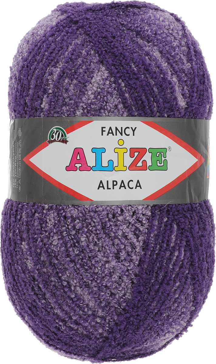 Пряжа для вязания Alize Rainbow Alpaca Fancy, цвет: фиолетовый (1306), 875 м, 350 г364012_1306 Пряжа для вязания Alize Rainbow Alpaca Fancy, цвет: фиолетовый (1306), 875 м, 350 г364012_1306Пряжа Alize Rainbow Alpaca Fancy мягкая, нежная на ощупь, буклированная нить средней толщины. Пряжа подходит для теплых демисезонных и зимних вещей: пальто, куртки, кофты, пончо. Вяжут также покрывало и пледы. Готовое изделие получается пышным, теплым и уютным. Пряжа имеет плавный переход одного цвета в другой. Благодаря этому изделие получается нарядным и приятным для глаз. Состав: 15% альпака, 15% шерсть, 60% акрил, 10% полиэстер. Рекомендованные спицы № 4-6, крючок № 2-4. Длина: 875 м. Вес: 350 г.