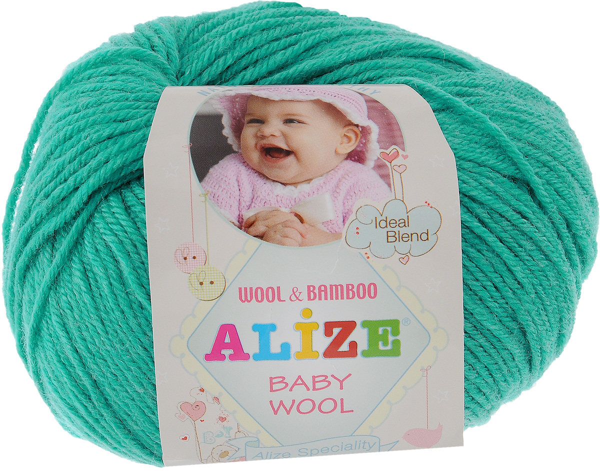 Пряжа для вязания Alize Baby Wool, цвет: карибский зеленый (610), 175 м, 50 г, 10 шт686501_610 Пряжа для вязания Alize Baby Wool, цвет: карибский зеленый (610), 175 м, 50 г, 10 шт686501_610Детская пряжа для вязания Alize Baby Wool изготовлена из очень мягкой и высококачественной натуральной шерсти и бамбука. Из пряжи Baby Wool получается тонкий, но очень теплый трикотаж для ребенка. Акрил в составе нитей допускает легкую машинную стирку вещей. Цветовая палитра включает в себя комбинации, которые подходят как для мальчиков, так и для девочек. Рекомендуемый размер спиц: № 2,5-4 мм, Рекомендуемый размер крючка: № 1-3 мм. Комплектация: 10 мотков. Состав: 40% шерсть, 40% акрил, 20% бамбук.