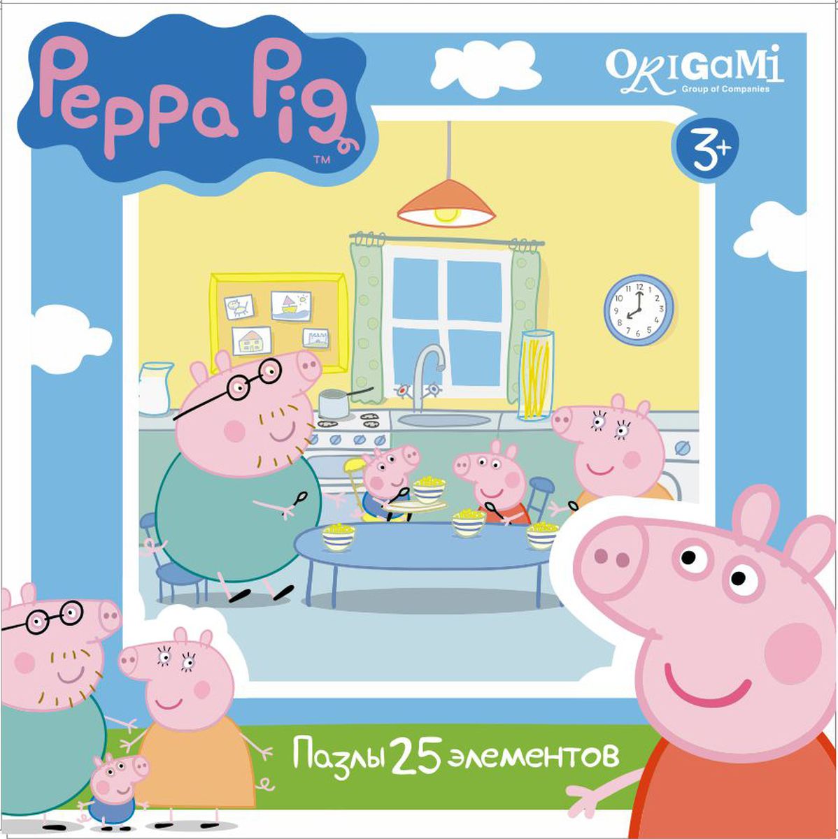 Оригами Пазл Peppa Pig 25A 0158101581 Оригами Пазл Peppa Pig 25A 0158101581Пазл Peppa Pig на 25 деталей. Пазл за пазлом ребёнок будет узнавать о весёлых приключениях Свинки Пеппы. Составление пазла станет развивающим досугом для малыша, т.к. тренирует пространственное мышление, моторику рук, а так же подарит хорошее настроение.