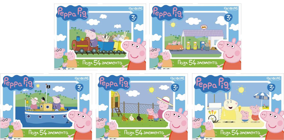 Оригами Мини-пазл Peppa Pig На корабле 54А 0159601596 Оригами Мини-пазл Peppa Pig На корабле 54А 0159601596Мини-пазл Peppa Pig на 54 деталей. Пазл за пазлом ребёнок будет узнавать о весёлых приключениях Свинки Пеппы. Составление пазла станет развивающим досугом для малыша, т.к. тренирует пространственное мышление, моторику рук, а так же подарит хорошее настроение.