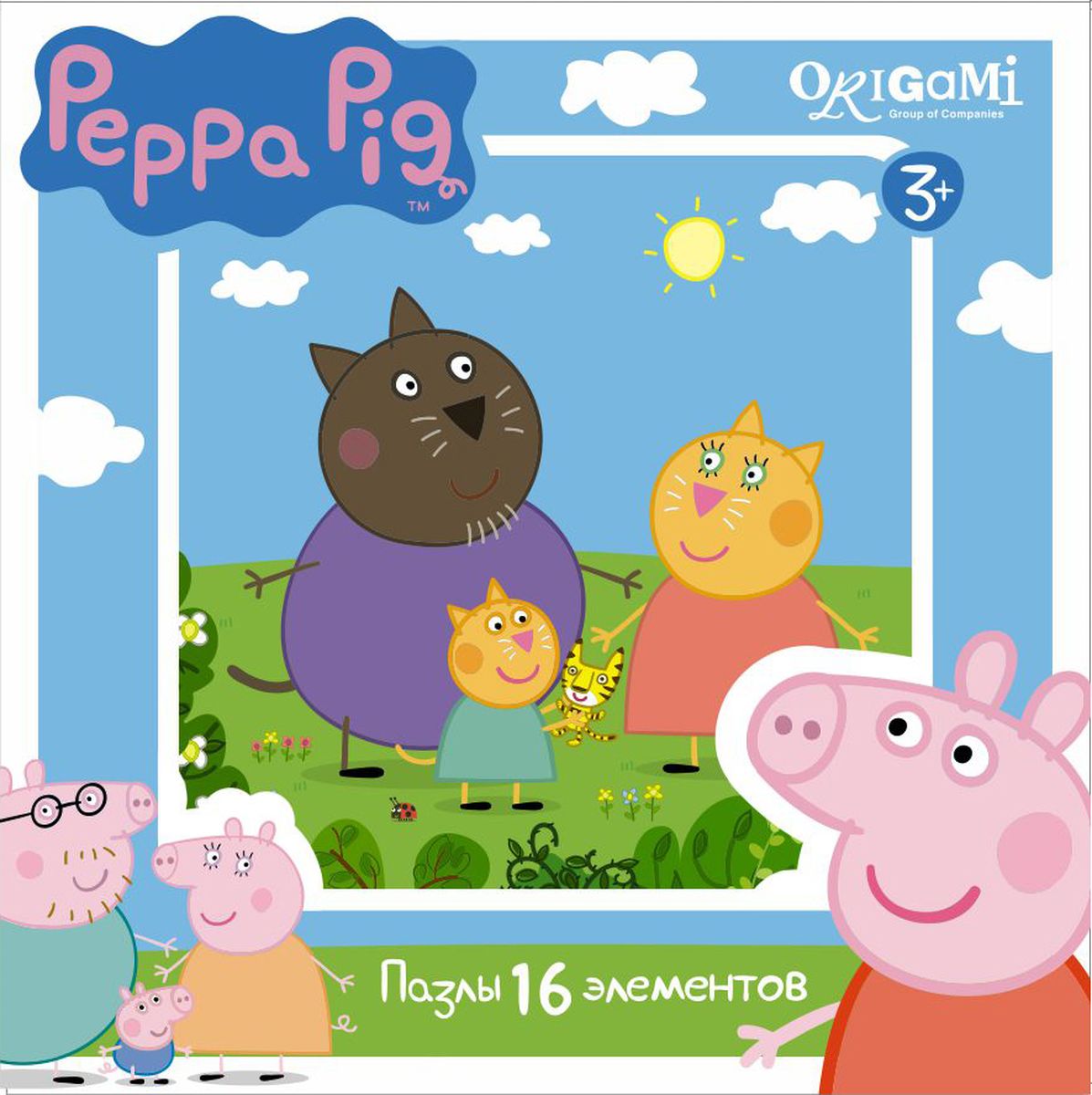 Оригами Пазл Peppa Pig 16A 0157801578 Оригами Пазл Peppa Pig 16A 0157801578Пазл Peppa Pig на 16 деталей. Пазл за пазлом ребёнок будет узнавать о весёлых приключениях Свинки Пеппы. Составление пазла станет развивающим досугом для малыша, т.к. тренирует пространственное мышление, моторику рук, а так же подарит хорошее настроение.