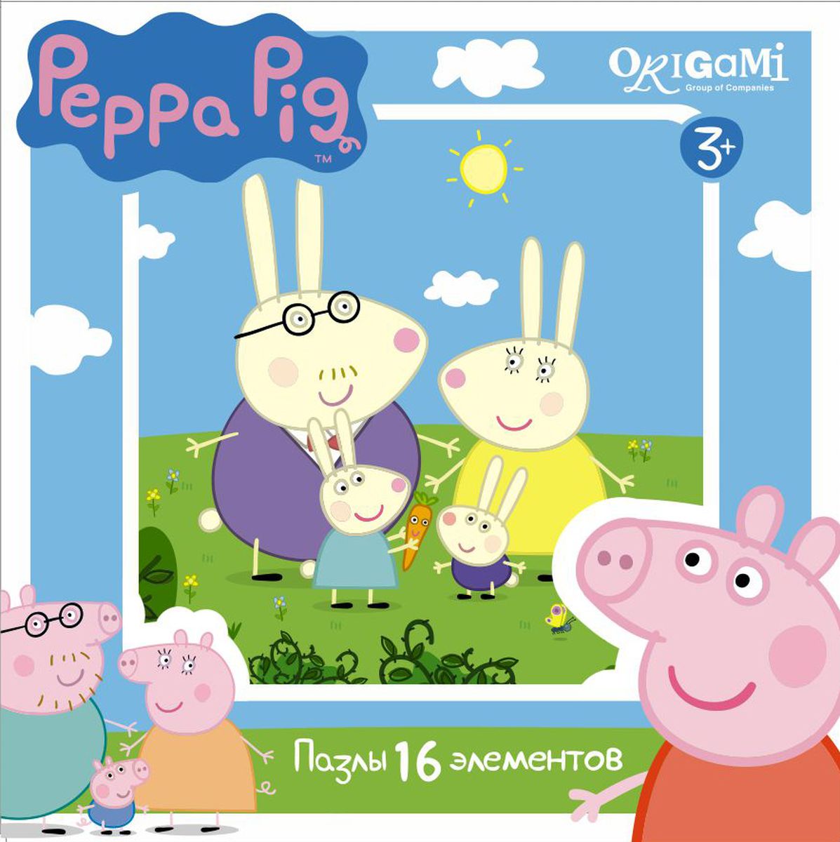 Оригами Пазл Peppa Pig 16A 0157701577 Оригами Пазл Peppa Pig 16A 0157701577Пазл Peppa Pig на 16 деталей. Пазл за пазлом ребёнок будет узнавать о весёлых приключениях Свинки Пеппы. Составление пазла станет развивающим досугом для малыша, т.к. тренирует пространственное мышление, моторику рук, а так же подарит хорошее настроение.