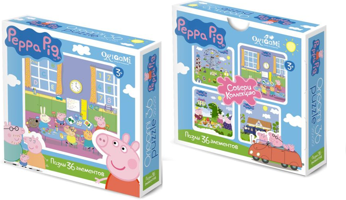 Оригами Пазл Peppa Pig 36A 0155201552 Оригами Пазл Peppa Pig 36A 0155201552Пазл Peppa Pig на 36 деталей. Пазл за пазлом ребёнок будет узнавать о весёлых приключениях Свинки Пеппы. Составление пазла станет развивающим досугом для малыша, т.к. тренирует пространственное мышление, моторику рук, а так же подарит хорошее настроение.