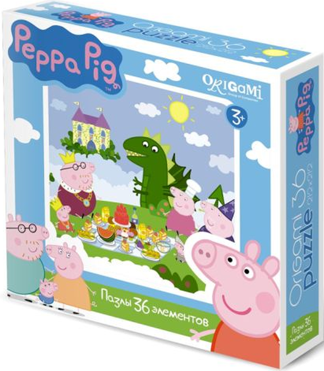 Оригами Пазл Peppa Pig 36A 0154901549 Оригами Пазл Peppa Pig 36A 0154901549Пазл Peppa Pig на 36 деталей. Пазл за пазлом ребёнок будет узнавать о весёлых приключениях Свинки Пеппы. Составление пазла станет развивающим досугом для малыша, т.к. тренирует пространственное мышление, моторику рук, а так же подарит хорошее настроение.
