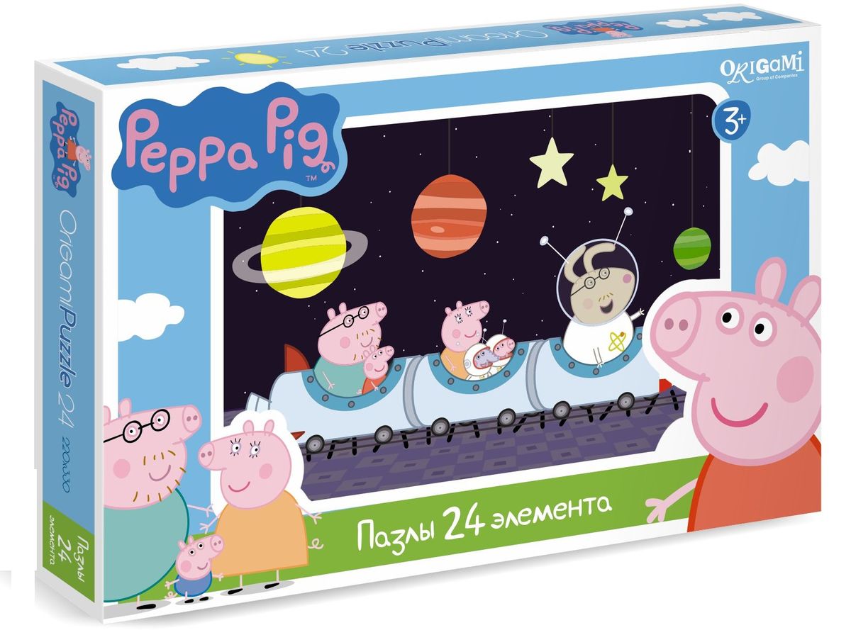 Оригами Пазл Peppa Pig 24A 0156801568 Оригами Пазл Peppa Pig 24A 0156801568Пазл Peppa Pig на 24 деталей. Пазл за пазлом ребёнок будет узнавать о весёлых приключениях Свинки Пеппы. Составление пазла станет развивающим досугом для малыша, т.к. тренирует пространственное мышление, моторику рук, а так же подарит хорошее настроение.