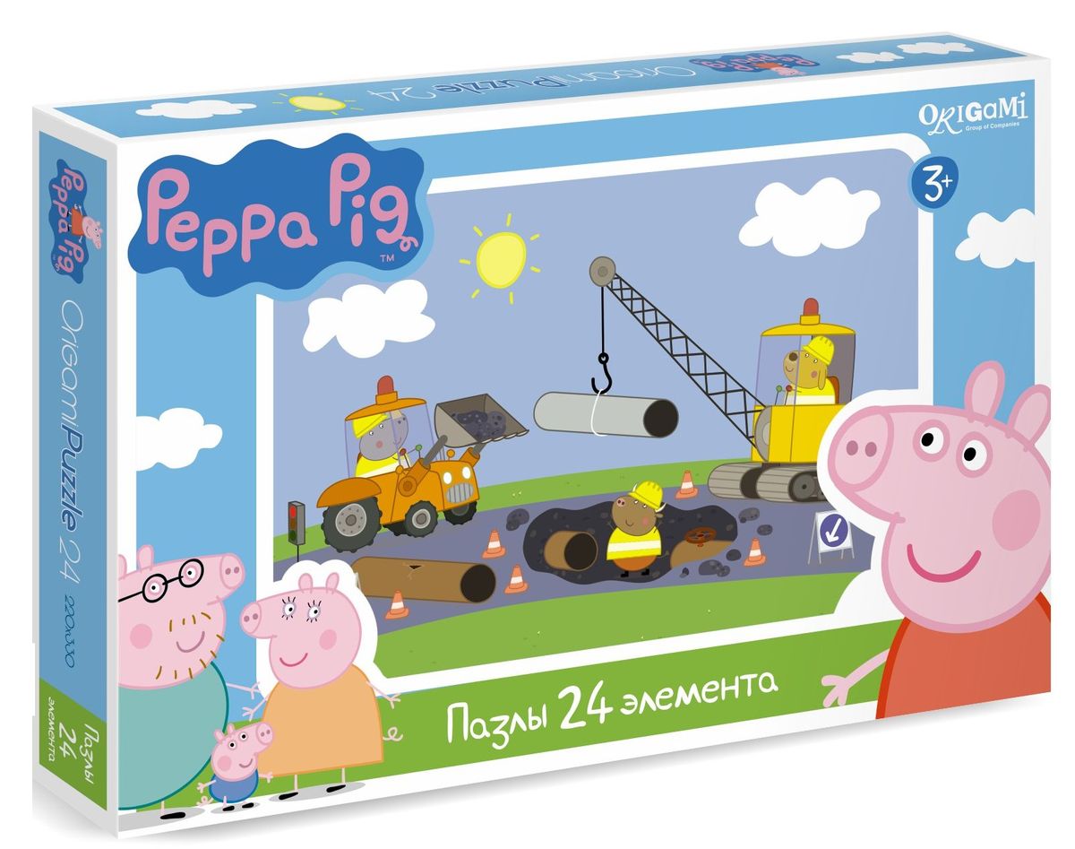 Оригами Пазл Peppa Pig 24A 0156901569 Оригами Пазл Peppa Pig 24A 0156901569Пазл Peppa Pig на 24 деталей. Пазл за пазлом ребёнок будет узнавать о весёлых приключениях Свинки Пеппы. Составление пазла станет развивающим досугом для малыша, т.к. тренирует пространственное мышление, моторику рук, а так же подарит хорошее настроение.
