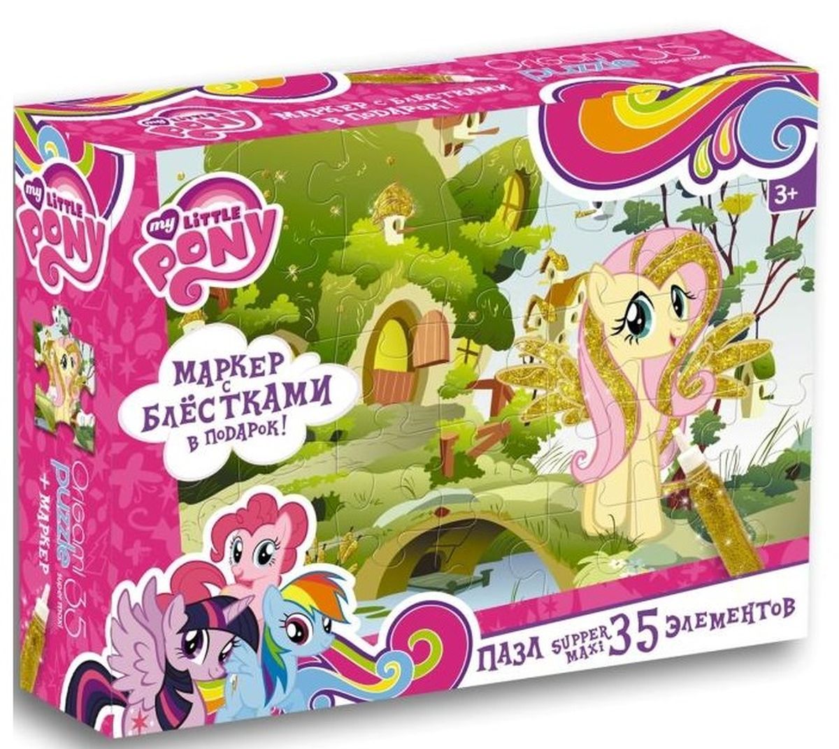 Оригами Пазл MLP 0210702107 Оригами Пазл MLP 0210702107Пазл Супер-макси на 35 элементов это прекрасный подарок для маленькой принцессы. В комплект входит маркер, которым можно раскрасить пони, что придаст рисунку яркость и объем. А большие элементы пазла без труда соберет даже самый маленький непоседа. Герой этого набора – Флаттершай. Она мягкая, добрая и великодушная пони. Всем к Эквестрии известно, что Флаттершай добра к любому созданию, неважно большое оно или маленькое.