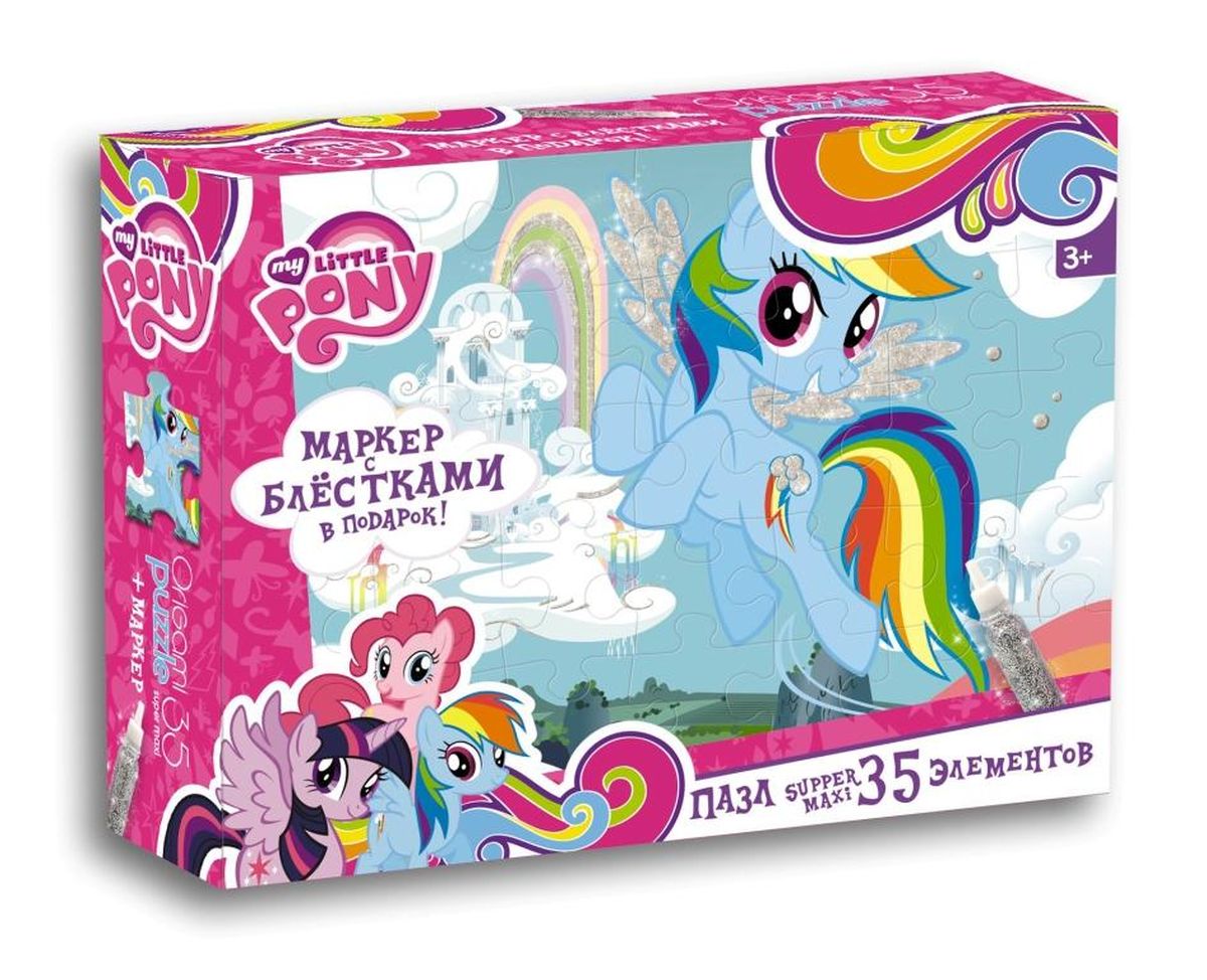 Оригами Пазл MLP 0211002110 Оригами Пазл MLP 0211002110Пазл Супер-макси на 35 элементов это прекрасный подарок для маленькой принцессы. В комплект входит маркер, которым можно раскрасить пони, что придаст рисунку яркость и объем. А большие элементы пазла без труда соберет даже самый маленький непоседа. Герой этого набора – Рэйнбоу Дэш. Самая главная и всепоглощающая страсть этой пони – полеты, и чем быстрее, тем лучше. Способная и сильная, она обожает приключения. И всегда остается преданной друзьям.