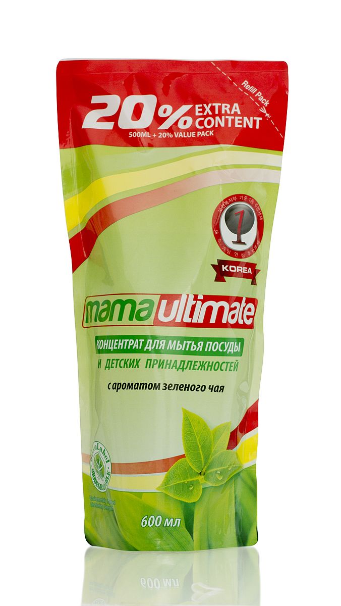 Гель для мытья посуды и детских принадлежностей Mama Ultimate, с ароматом зеленого чая, сменная упаковка, 600 мл43625 Гель для мытья посуды и детских принадлежностей Mama Ultimate, с ароматом зеленого чая, сменная упаковка, 600 мл43625Для мытья посуды, овощей и фруктов, для мытья детских принадлежностей, на основе природных минералов, классическая боразлагаемая формула, 3х концентрация, не сушит руки, на основе природных минералов, устраняет неприятные запахи