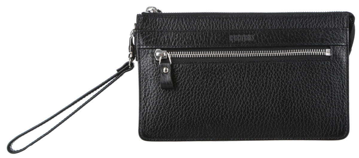 Барсетка мужская Petek 1855, цвет: черный. 701.46B.01701.46B.01 Black Барсетка мужская Petek 1855, цвет: черный. 701.46B.01701.46B.01 BlackМужская барсетка Petek 1855 выполнена из натуральной кожи с фактурным тиснением. Изделие содержит три отделения, одно из которых на застежке-молнии. Между отделениями расположены два кармана. Внутри также содержаться шестнадцать кармашков для визиток и пластиковых карт, и два потайных кармана. Изделие закрывается на металлическую застежку-молнию. Модель дополнена съемным ремешком на запястье. Снаружи на лицевой стенке расположен прорезной карман на застежке-молнии. На задней стенке располагается удобная ручка для переноски. Барсетка упакована в фирменную коробку. Этот стильный аксессуар станет изысканным дополнением к вашему образу и отличным подарком!