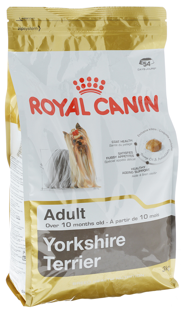 Корм сухой Royal Canin Yorkshire Terrier Adult, для собак породы йоркширский терьер в возрасте от 10 месяцев, 3 кг44393 Корм сухой Royal Canin Yorkshire Terrier Adult, для собак породы йоркширский терьер в возрасте от 10 месяцев, 3 кг44393Royal Canin Yorkshire Terrier Adult - полнорационный сухой корм для собак породы йоркширский терьер в возрасте от 10 месяцев. Йоркширский терьер - это сказочное создание, которое очаровывает с первой минуты знакомства с ним. Тоненькие, хрупкие и изящные йорки в силу своей физиологии нуждаются в максимальном поступлении в организм аминокислот, необходимых для развития шерсти и ее быстрого роста. Многие корма для йорков имеют крокеты слишком крупного размера, тогда как продукция Royal Canin Yorkshire Terrier Adult разработана специально для небольших челюстей этих собак. Здоровая шерсть.Эта эксклюзивная формула поддерживает здоровье и красоту шерсти йоркширского терьера. Корм обогащен жирными кислотами Омега-3 (EPA и DHA) и Омега-6, маслом бурачника и биотином. Вкусовая привлекательность.Благодаря высокой вкусовой привлекательности корм способен удовлетворить потребности даже самых привередливых питомцев. Долголетие.Особый комплекс с питательными веществами...