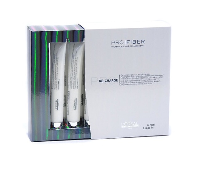 LOreal Professionnel Средство для восстановления волос Pro Fiber Re-Charge, 6х20 млE1547600 LOreal Professionnel Средство для восстановления волос Pro Fiber Re-Charge, 6х20 млE1547600Если женщина хочет привести в порядок свои волосы, оздоровить их, она часто обращается за помощью к профессионалам. Специалистами торговой марки LOreal Professionnel была разработана восстановительная процедура для волос, проходящая в три этапа. Основным компонентом всех средств, применяемых в процессе каждого шага, является результат многолетней работы французских экспертов — уникальная молекула Aptil 100. После салонной процедуры диагностики состояния волос и их восстановления следует домашний уход, позволяющий закрепить и продлить результат работы мастера. Средство для восстановления волос LOreal Professionnel Pro Fiber Re-Charge применяется в качестве завершающего шага. Продукт реактивирует молекулу Aptil 100, регенерируя волосы по всей длине. Средство используется после каждого четвертого применения шампуня.