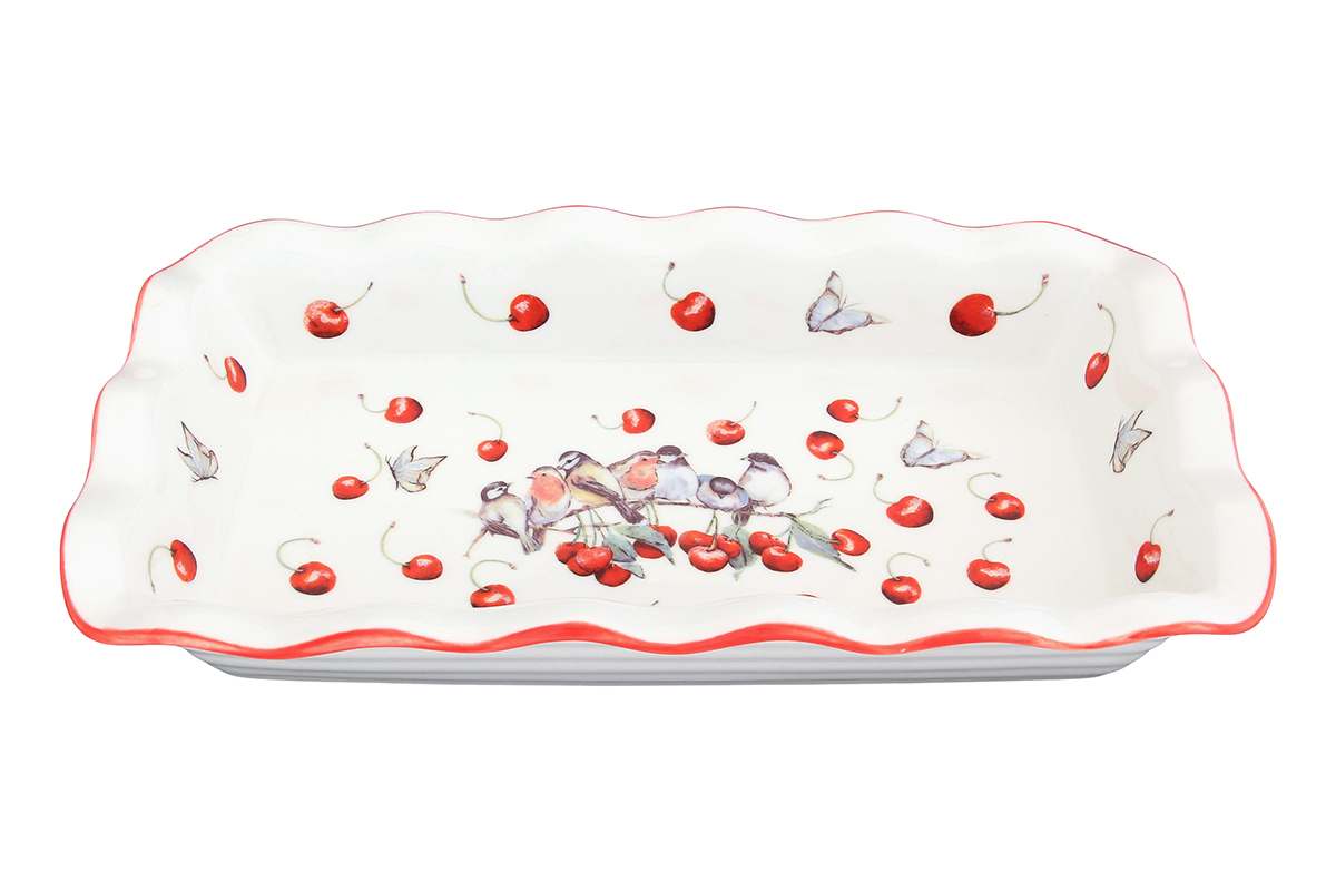 Блюдо для заливного Elan Gallery Вишня, 27 х 15 х 4,5 см101283 Блюдо для заливного Elan Gallery Вишня, 27 х 15 х 4,5 см101283Блюдо для заливного Elan Gallery Вишня - это оригинальный вариант сервировки праздничного стола, который позволит подчеркнуть не только вкус блюда, но и его красоту. Посуда идеально подходит как для праздничного стола, так и для ежедневного украшения ужина. Такая сервировка привнесет разнообразие в приготовление ваших любимых блюд, а гости точно отметят хороший вкус с выборе посуды для подачи. Вне зависимости от того, каким угощением вы хотите сегодня порадовать свою семью, помните, что очень важно уделять внимание посуде, чтобы получить истинное удовольствие от каждой трапезы! Материал абсолютно безопасен и не вступает в реакцию с продуктами, а так же не влияет на запах и вкус готового блюда. Симпатичный узор позволит подчеркнуть общий дизайн стола, скатерти и другой посуды. После использования вы сможете легко очистить блюдо традиционным способом, не рекомендуется использовать абразивные моющие средства. При необходимости вы можете сразу после приготовления сервировать...
