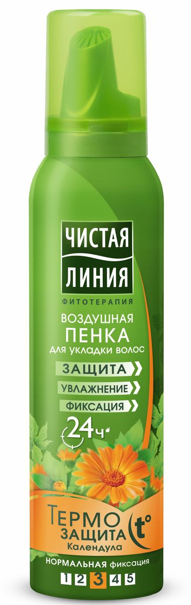Чистая Линия Пенка для укладки волос Термозащита 150 мл1106462021 Чистая Линия Пенка для укладки волос Термозащита 150 мл1106462021Идеальная фиксация .Без склеивания и липкости.Без утяжеления . Термозащита. Здоровые волосы . Защищает волосы по всей длине.Увлажняет и питает. Содержит природный УФ-фильтр