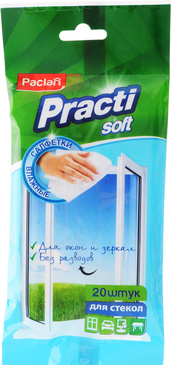 Салфетки влажные Paclan Practi, для стекол, 20 шт167027/412123 Салфетки влажные Paclan Practi, для стекол, 20 шт167027/412123Влажные салфетки Paclan Practi быстро очистят всевозможные стеклянные поверхности и зеркала от любых видов загрязнений и пыли. Благодаря специальной формуле пропитки, не оставляют разводов, ворсинок, придают блеск обрабатываемым поверхностям. Пропитывающий состав безопасен для кожи рук. Состав: вискоза, полиэстер, вода, <5% НПАВ, парфюмерная композиция Алоэ Вера.
