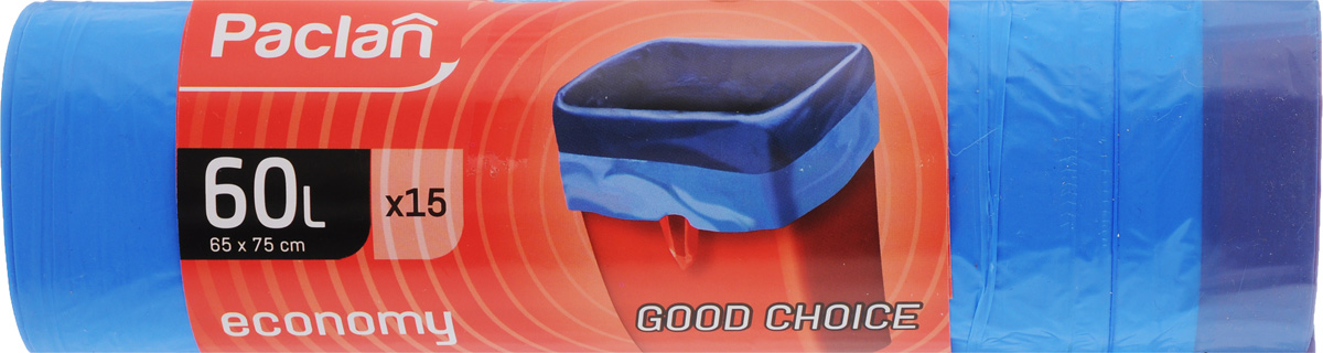 Мешки для мусора Paclan Economy, с завязками, 60 л, 15 шт402060/166033/166037/1660371 Мешки для мусора Paclan Economy, с завязками, 60 л, 15 шт402060/166033/166037/1660371Мешки для мусора Paclan Economy, выполненные из высокопрочного и эластичного полиэтилена, обеспечат чистоту и гигиену в квартире. Они удобны для сбора и удаления мусора, занимают мало места, практичны в использовании. Широко применяются в быту и на производстве. Благодаря прочным завязкам изделия удобны в переноске и предотвращают распространение неприятного запаха. Размер мешка: 75 х 65 см. Комплектация: 15 шт.
