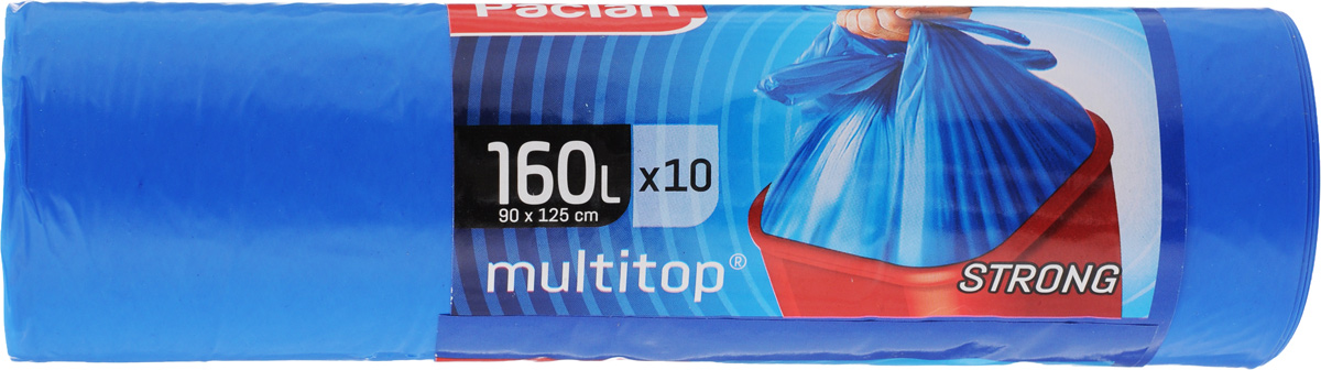 Мешки для мусора Paclan Multitop, 160 л, 10 шт134442/134440/341711/134441 Мешки для мусора Paclan Multitop, 160 л, 10 шт134442/134440/341711/134441Мешки Paclan Multitop, выполненные из высококачественного полиэтилена, предназначены для сбора, хранения и утилизации бытового мусора. Очень прочные и удобные. Четыре вырезанных рога облегчают размещение мешка в ведре и его завязывание. Размер мешка: 90 х 125 см. Комплектация: 10 шт.