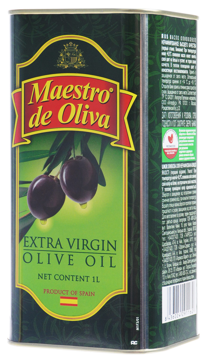 Maestro de Oliva Extra Virgin масло оливковое, 1 л1650007/2 Maestro de Oliva Extra Virgin масло оливковое, 1 л1650007/2Оливковое масло Extra Virgin от Maestro de Oliva - известный и качественный продукт, отмеченный как специалистами, так и обычными потребителями. Масло под этой маркой на протяжении 13 последних лет выигрывало разные престижные премии и награды, как Товар года, а также награждено двумя звездами отличного вкуса престижного конкурса продуктов питания, организованного Международным институтом вкуса и качества в Брюсселе Superior award taste.