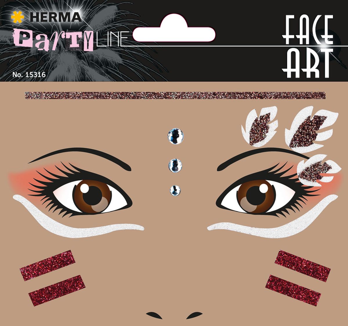 Herma Наклейки на лицо Face Art Squaw (Индеец)15316 Herma Наклейки на лицо Face Art Squaw (Индеец)15316Face Art (фэйсарт) – это новое направления творчества и искусства. В последнее время фэйсарт стал достаточно популярным и востребованным направлением творчества. Что такое - фэйс арт, это искусство рисования разноцветными красками на лице. Face Art decor от Herma - это серия наклеек для фэйс арта с наиболее популярными мотивами. Face Art decor от Herma - это гламурно, стильно и ярко! Наклейки прошли дерматологические испытания. Инструкция: 1. Аккуратно снимите наклейку и наклейте на лицо. 2. Можно завершить образ с помощью макияжа. 3. Наклейка легко снимается, аккуратно удалите наклейку с лица и умойте лицо водой. 4. Не подходит для чувствительной кожи.